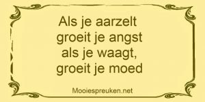 Als je aarzelt groeit je angst als je waagt groeit je moed