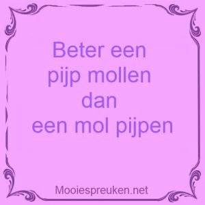 Beter een pijp mollen dan een mol pijpen