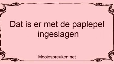 Dat is er met de paplepel ingeslagen