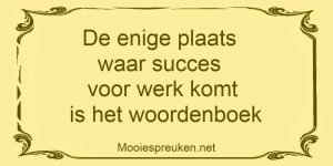 De enige plaats waar succes voor werk komt is het woordenboek