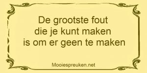 De grootste fout die je kunt maken is om er geen te maken