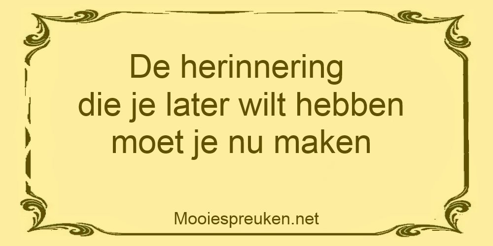 bang Sanders De schuld geven De herinnering die je later wilt hebben moet je nu maken - Mooiespreuken.net