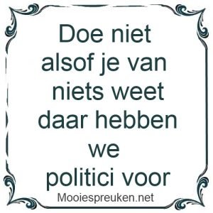 Doe niet alsof je van niets weet daar hebben we politici voor