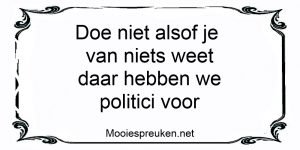 Doe niet alsof je van niets weet daar hebben we politici voor