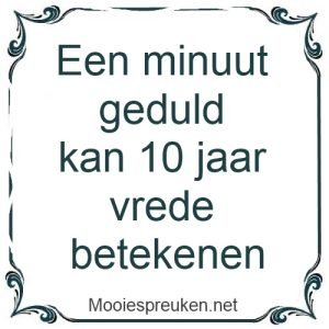 Een minuut geduld kan 10 jaar vrede betekenen