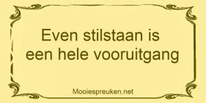 Even stilstaan is een hele vooruitgang