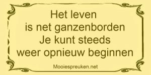 Het leven is net ganzenborden Je kunt steeds weer opnieuw beginnen