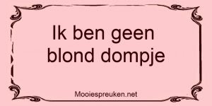 Ik ben geen blond dompje 