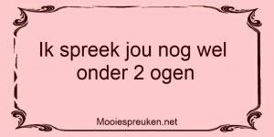 Ik spreek jou nog wel onder 2 ogen