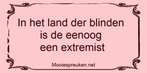 In het land der blinden is de eenoog een extremist