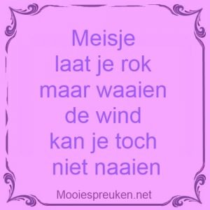 Meisje laat je rok maar waaien de wind kan je toch niet naaien