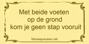 Met beide voeten op de grond kom je geen stap vooruit