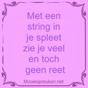 Met een string in je spleet zie je veel en toch geen reet