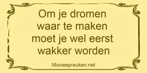 Om je dromen waar te maken moet je wel eerst wakker worden