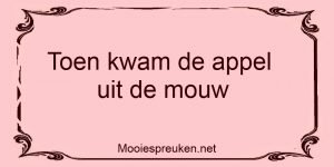 Toen kwam de appel uit de mouw